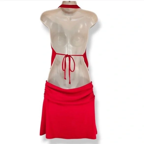 NWOT Free People Beach Valerie Halter Jersey knit Mini Dress in Red Sz M - Picture 7 of 10